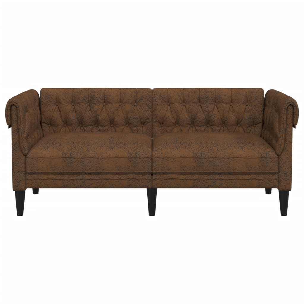 2-personers Chesterfield-sofa stof brun