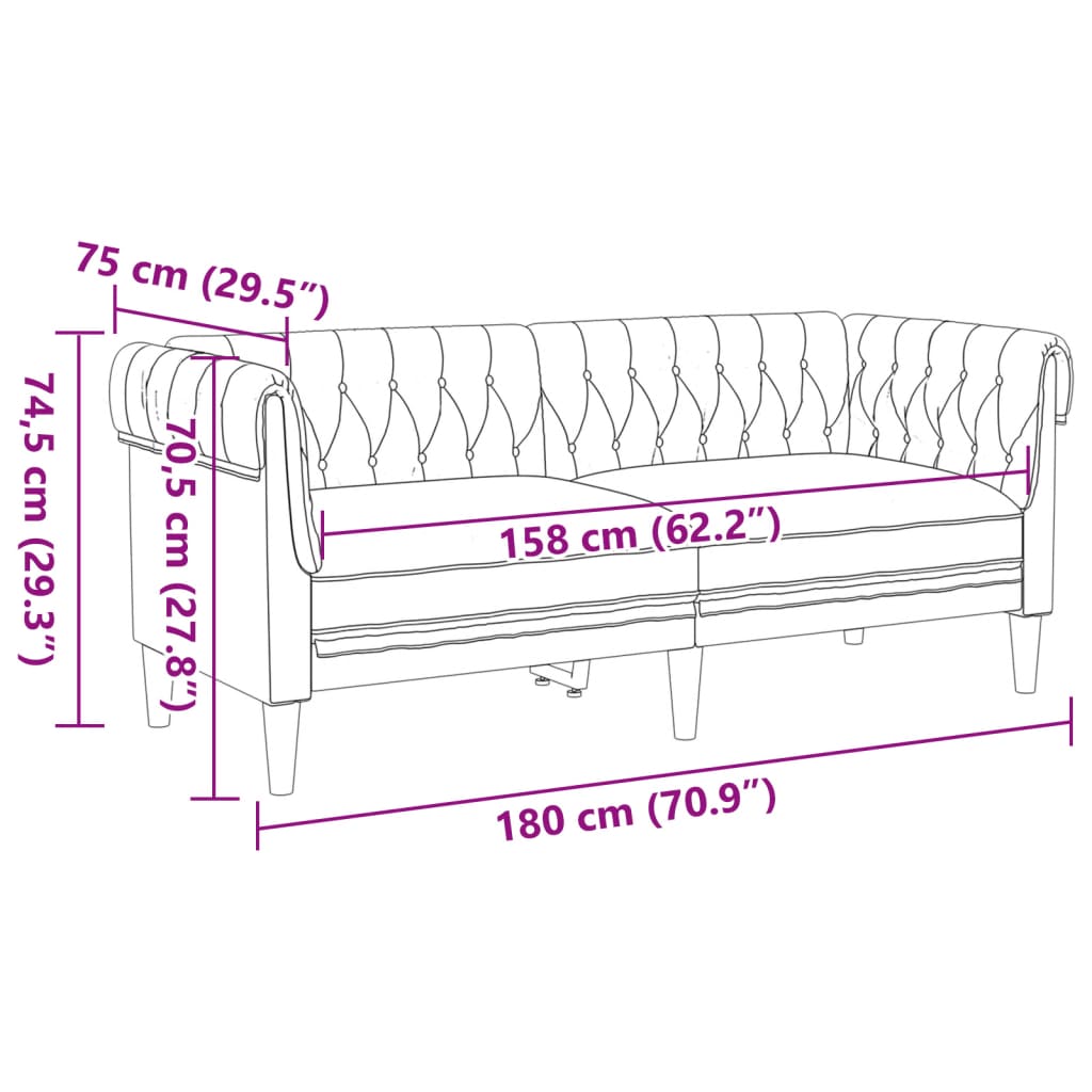 2-personers Chesterfield-sofa stof brun