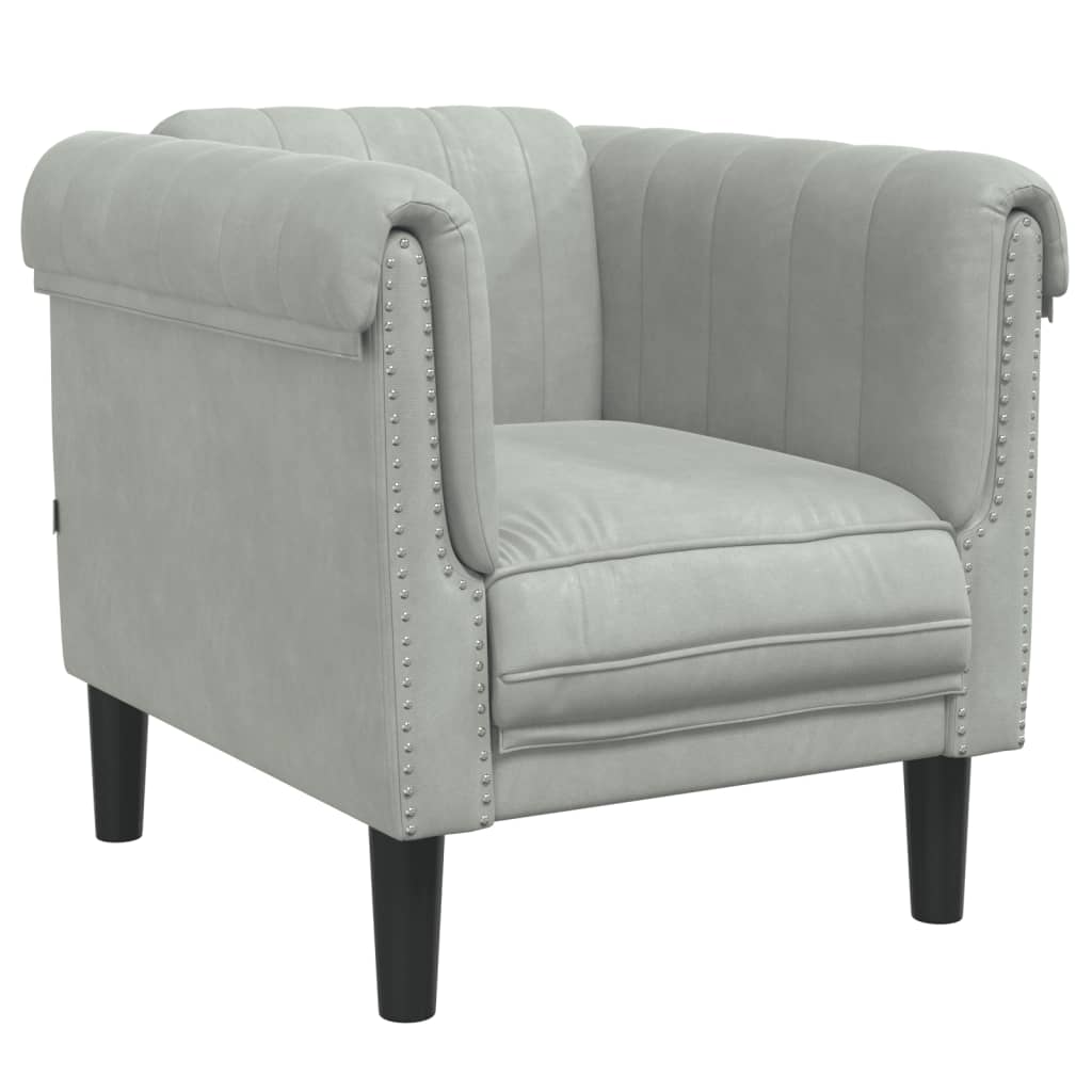 sofastol velour lysegrå