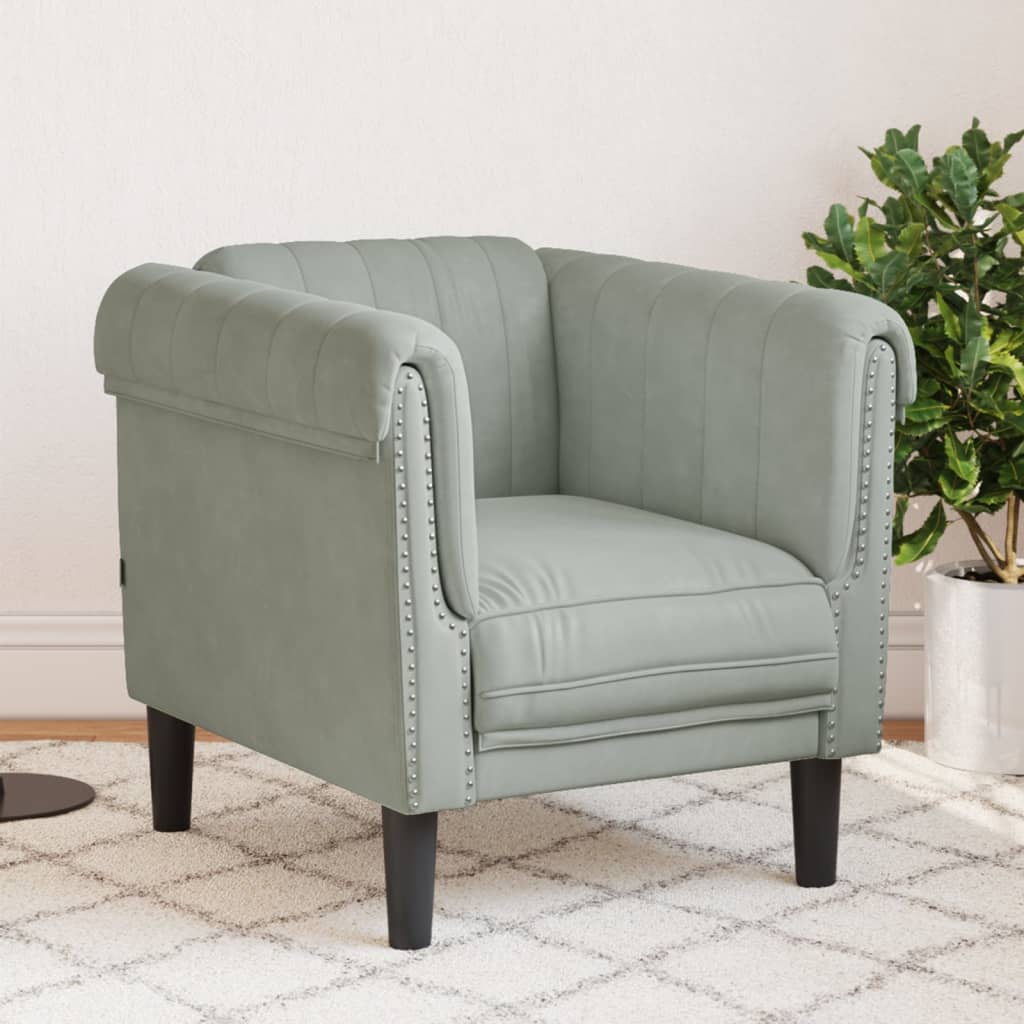 sofastol velour lysegrå