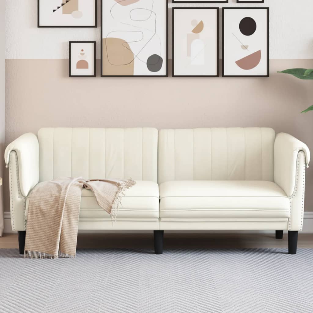 2-personers sofa velour cremefarvet