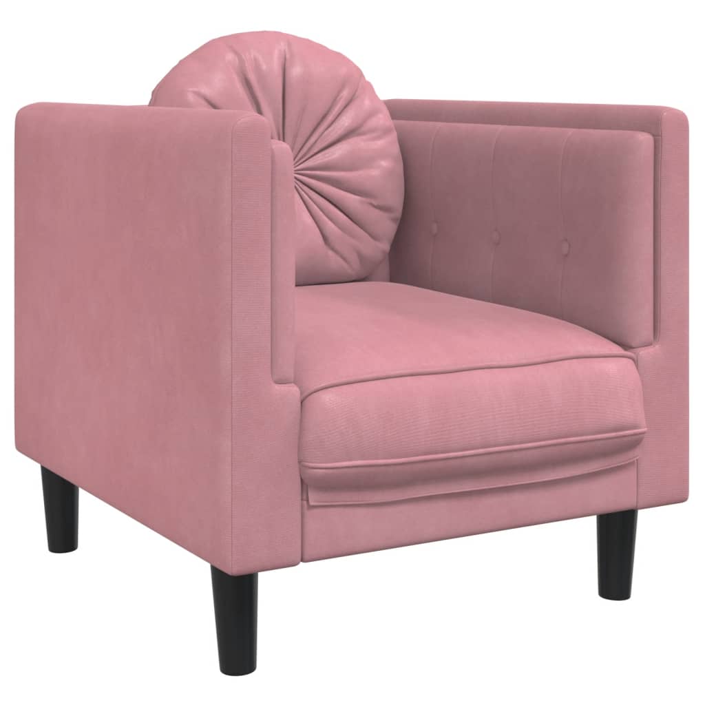 lænestol med hynder velour lyserød