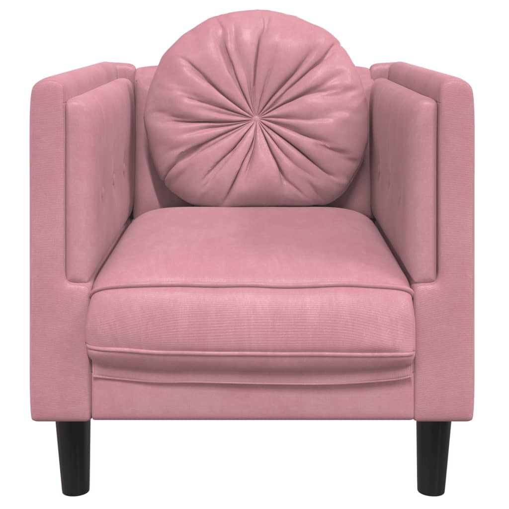 lænestol med hynder velour lyserød