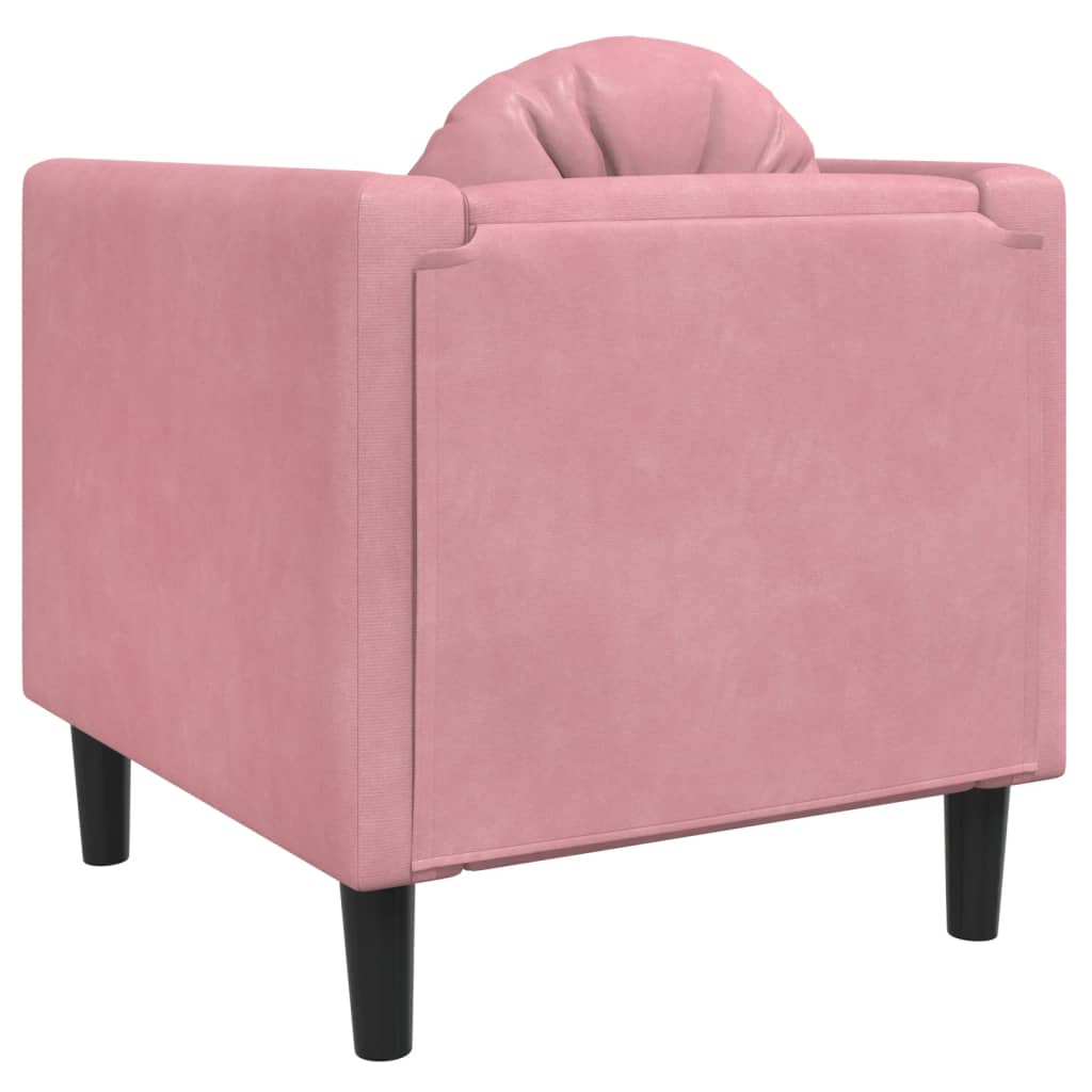lænestol med hynder velour lyserød