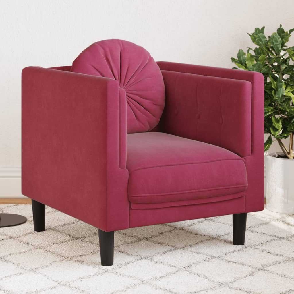 sofastol med hynde velour vinrød