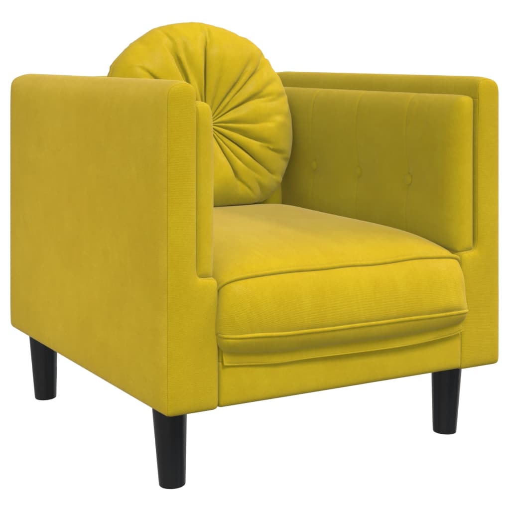 sofastol med hynde velour gul