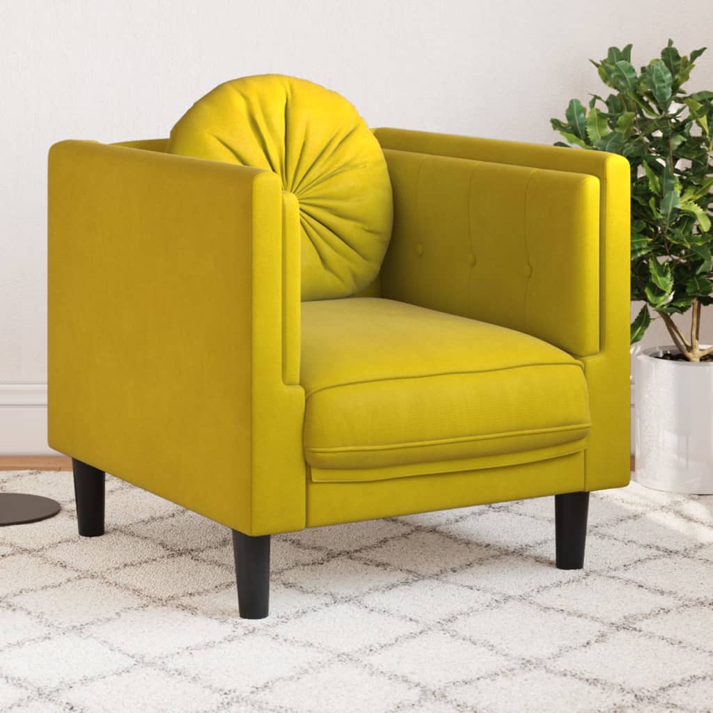 sofastol med hynde velour gul