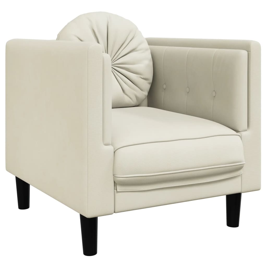 sofastol med hynde velour cremefarvet