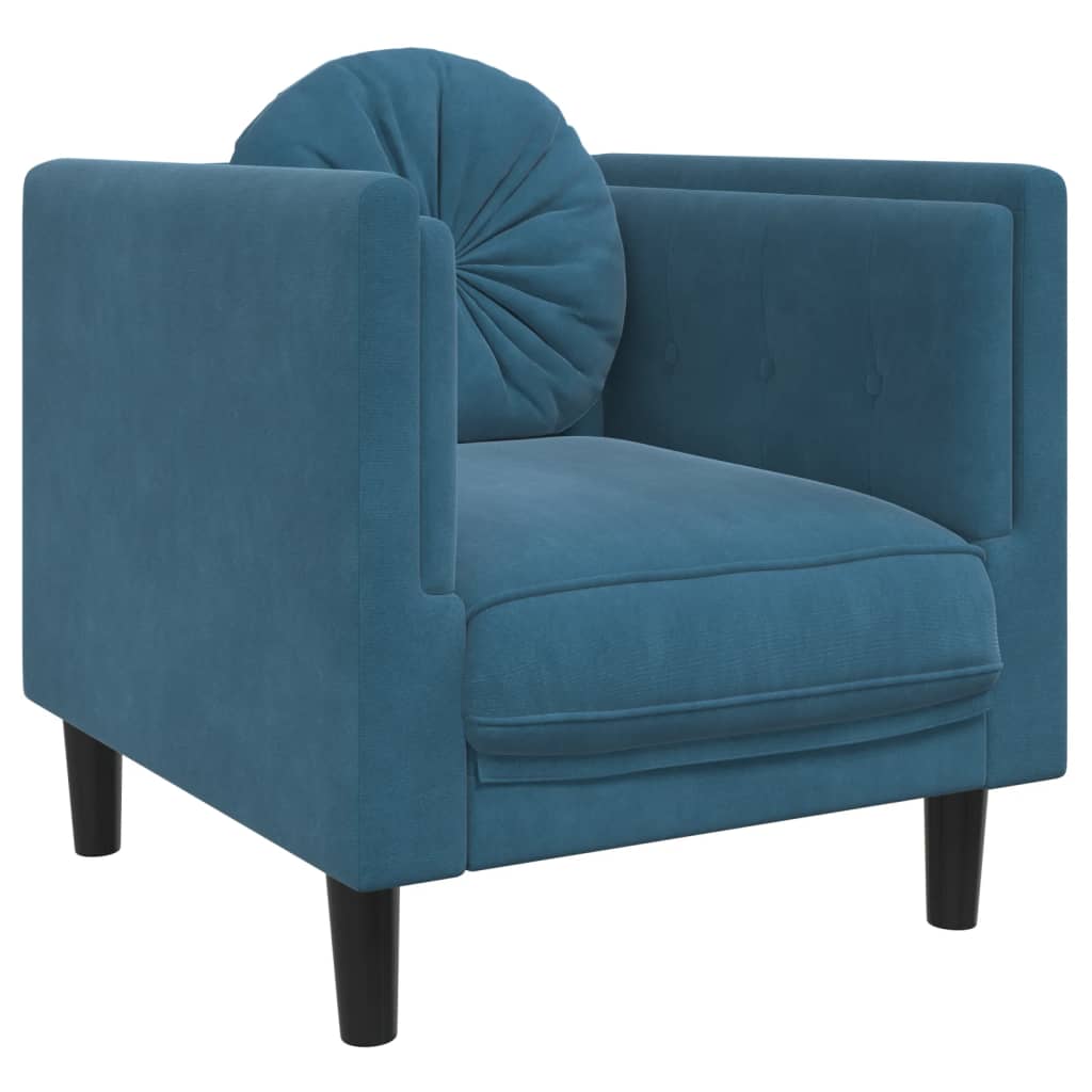 sofastol med hynde velour blå