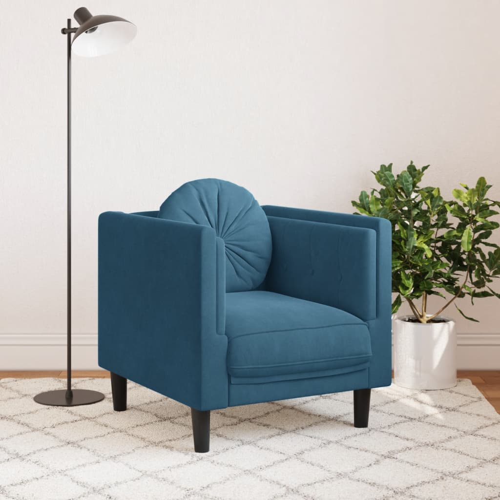 sofastol med hynde velour blå