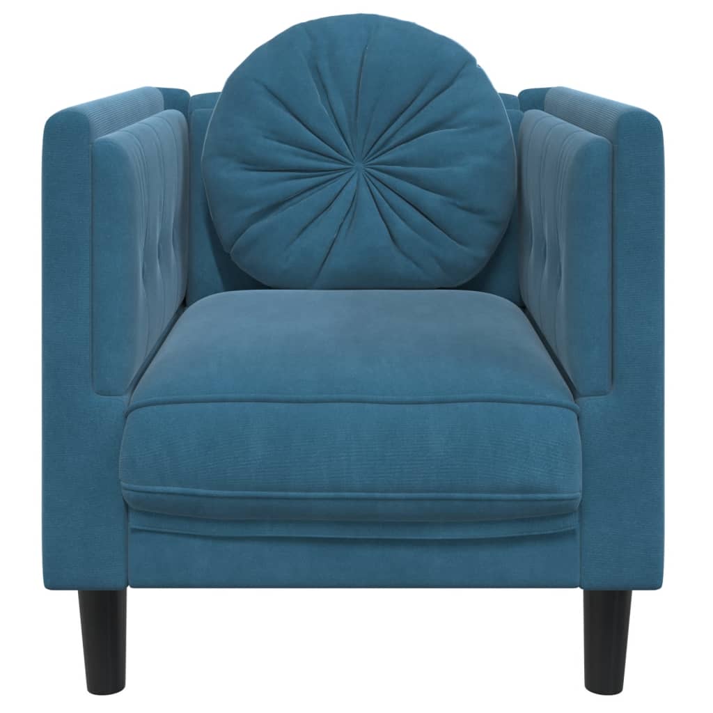 sofastol med hynde velour blå