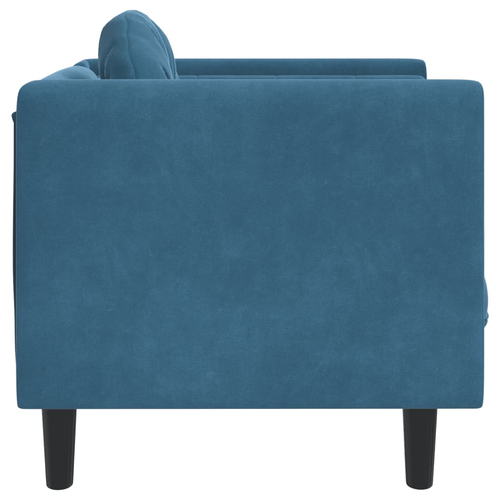 sofastol med hynde velour blå