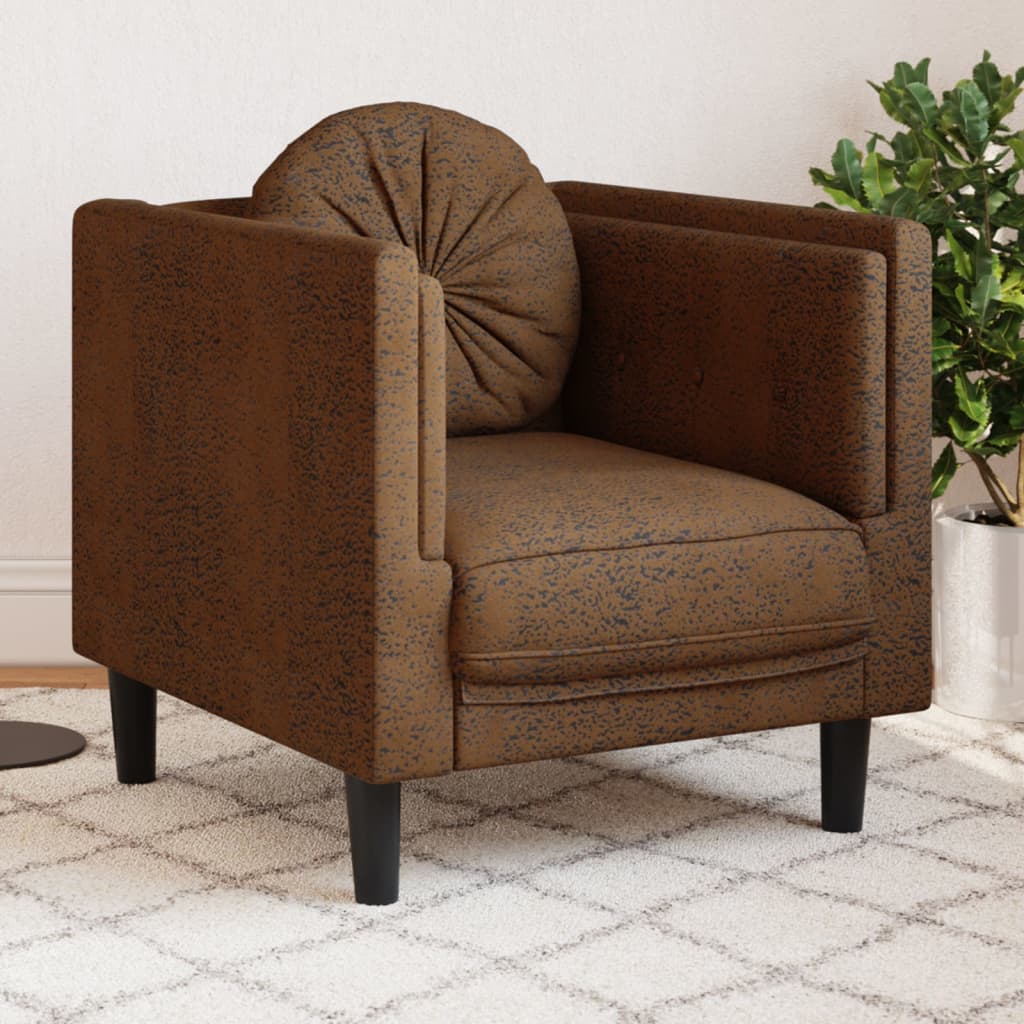 sofastol med hynde imiteret ruskind brun