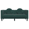 2-personers sofa med hynder velour mørkegrøn