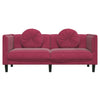 2-personers sofa med hynder velour vinrød