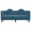 2-personers sofa med hynder velour blå