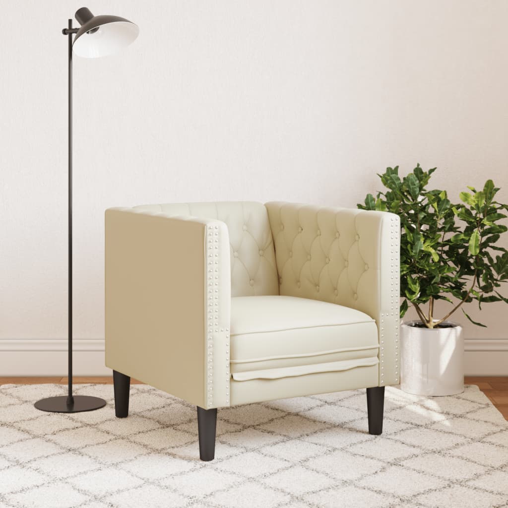 Chesterfield-sofastol kunstlæder cremefarvet