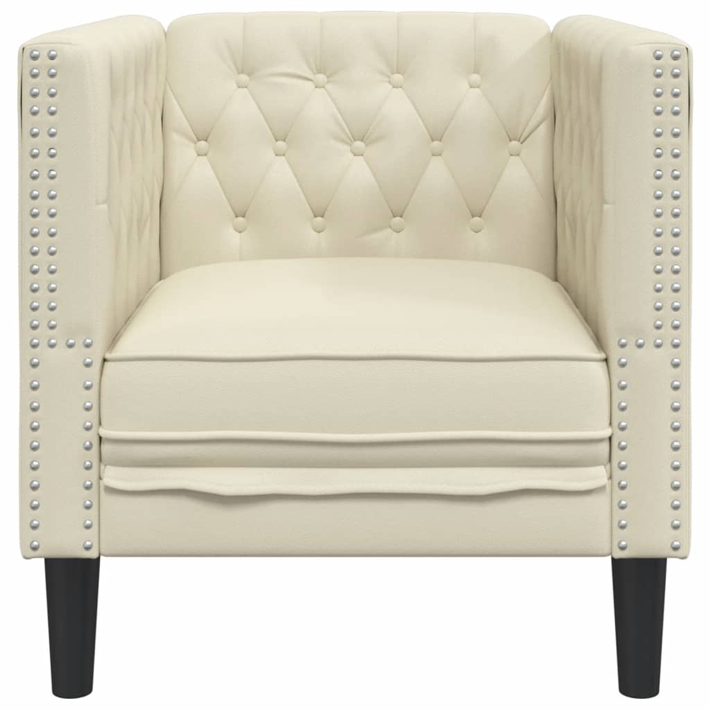 Chesterfield-sofastol kunstlæder cremefarvet