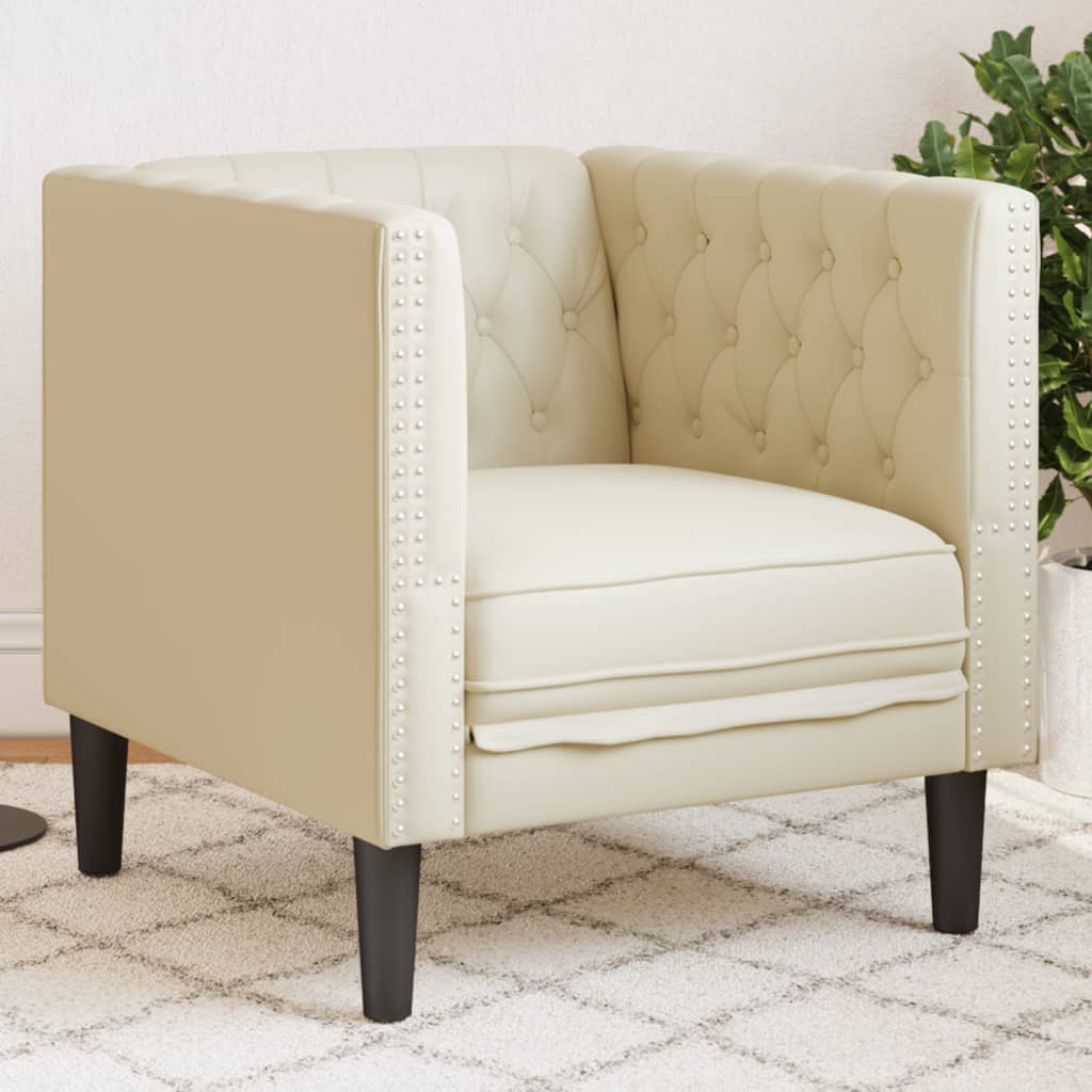 Chesterfield-sofastol kunstlæder cremefarvet