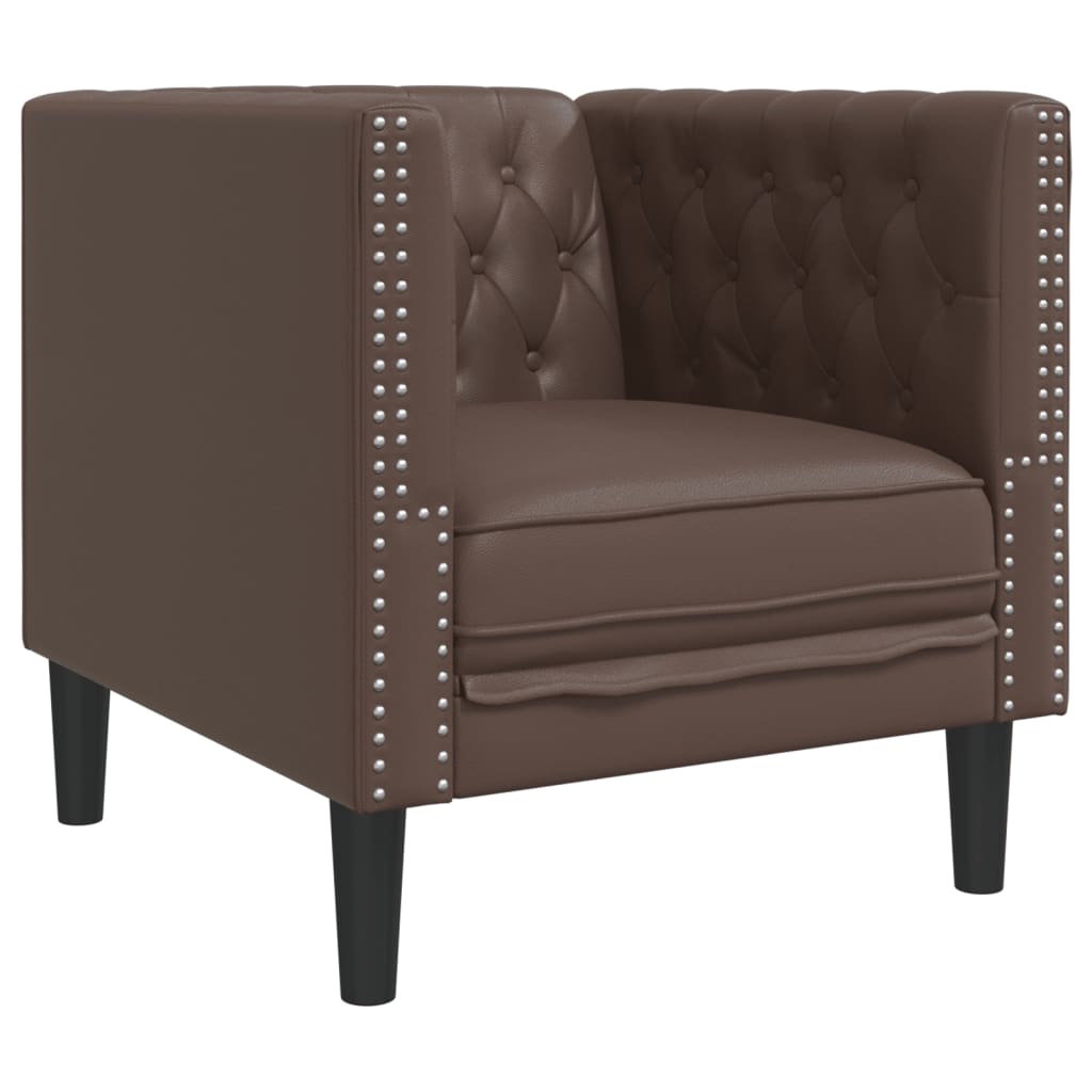 Chesterfield-sofastol kunstlæder brun