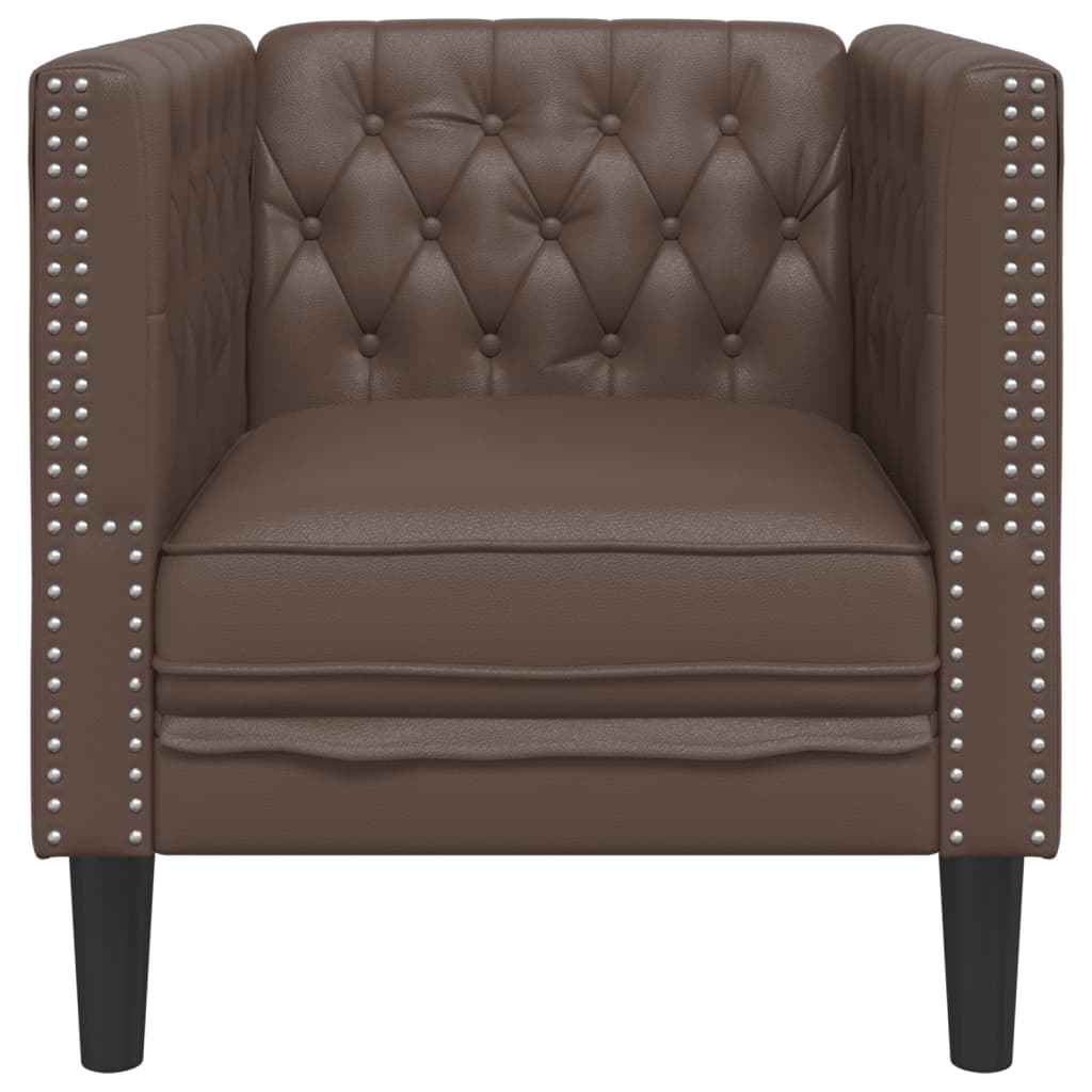 Chesterfield-sofastol kunstlæder brun