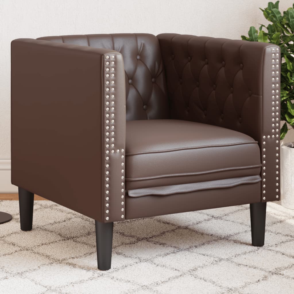 Chesterfield-sofastol kunstlæder brun