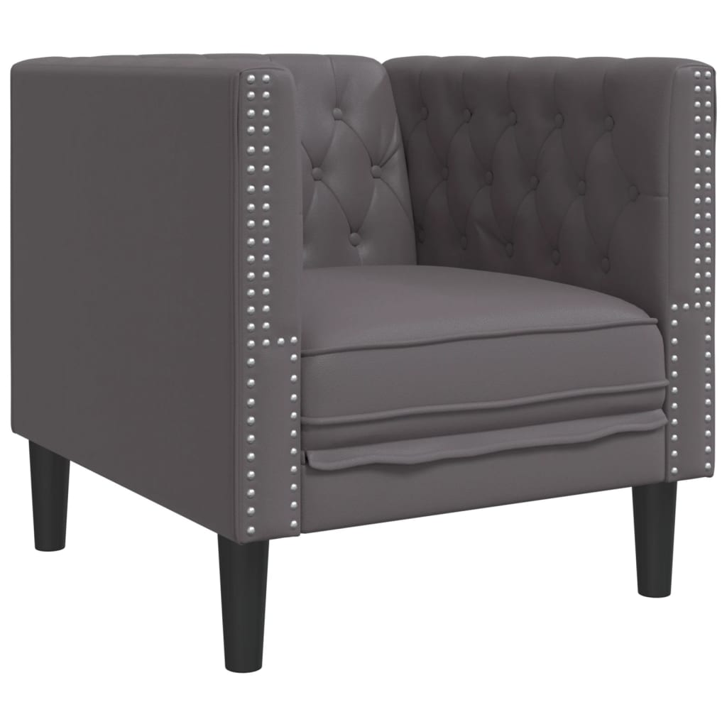 Chesterfield-sofastol kunstlæder grå