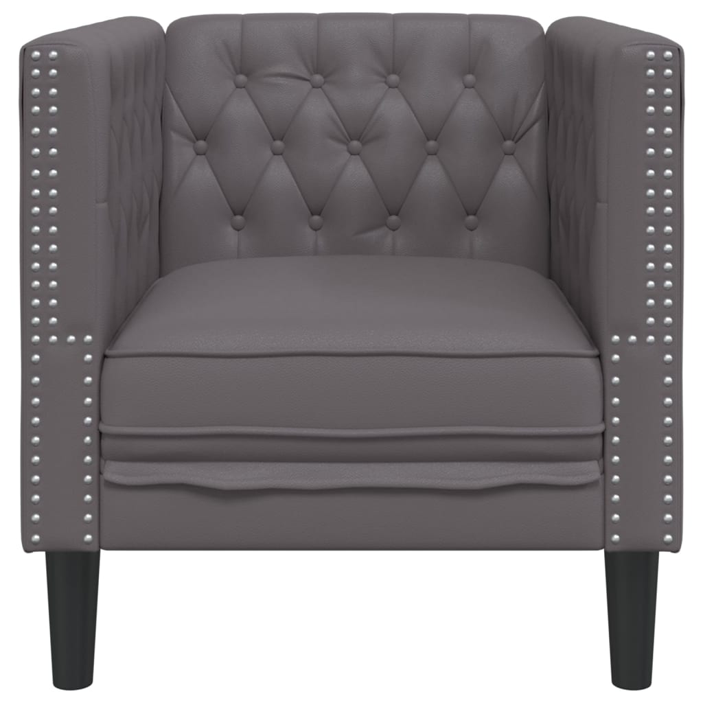 Chesterfield-sofastol kunstlæder grå