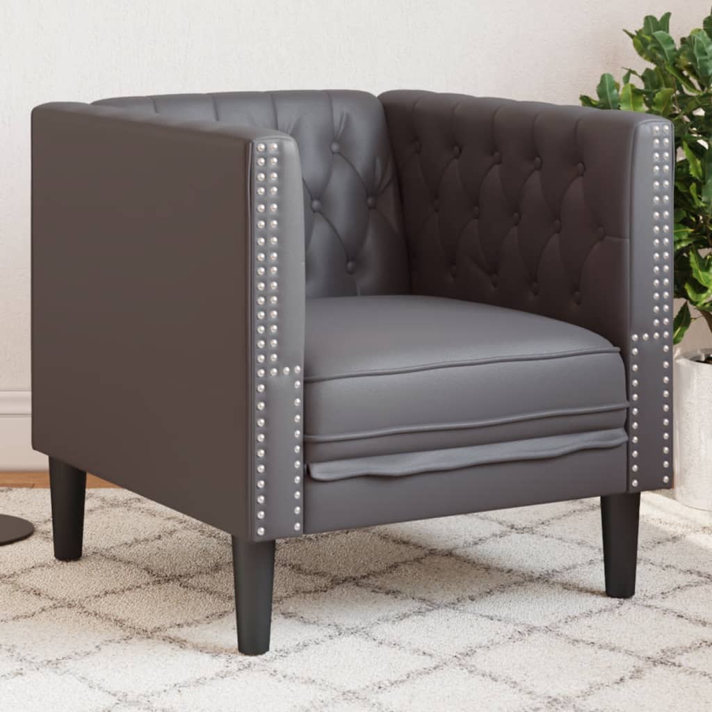 Chesterfield-sofastol kunstlæder grå