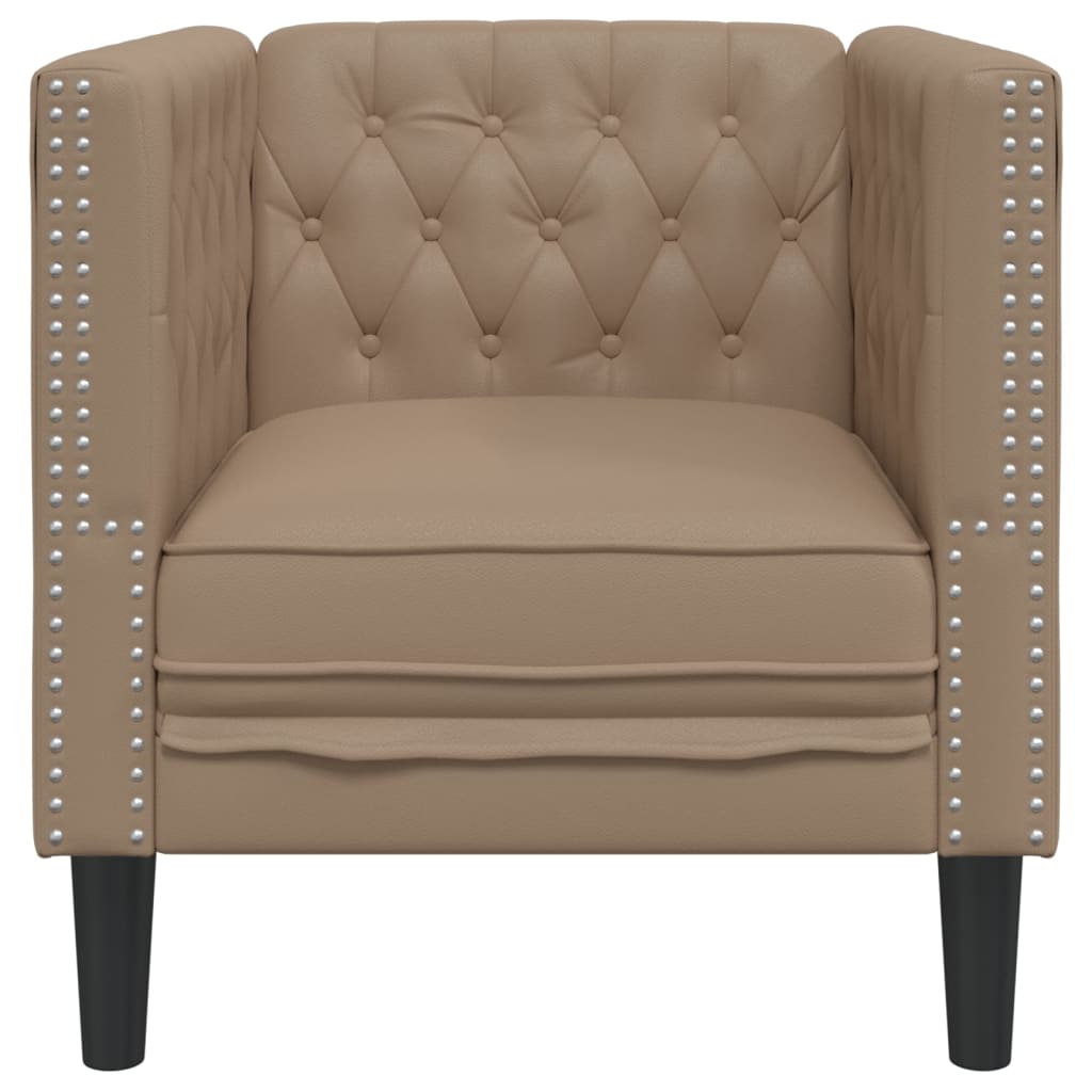 Chesterfield-sofastol kunstlæder cappuccinofarvet