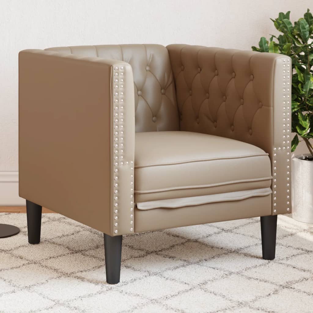 Chesterfield-sofastol kunstlæder cappuccinofarvet