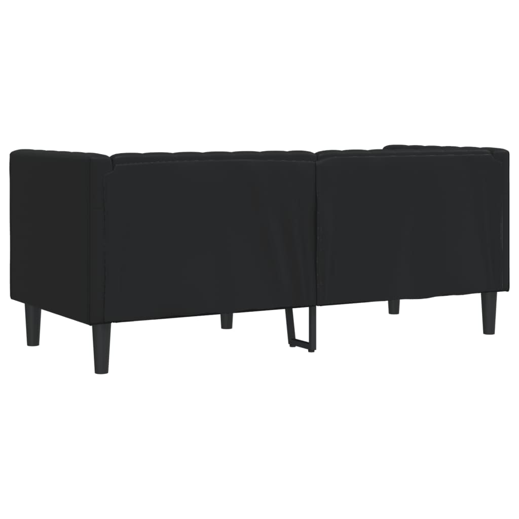 2-personers Chesterfield-sofa kunstlæder sort