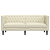 2-personers Chesterfield-sofa kunstlæder cremefarvet