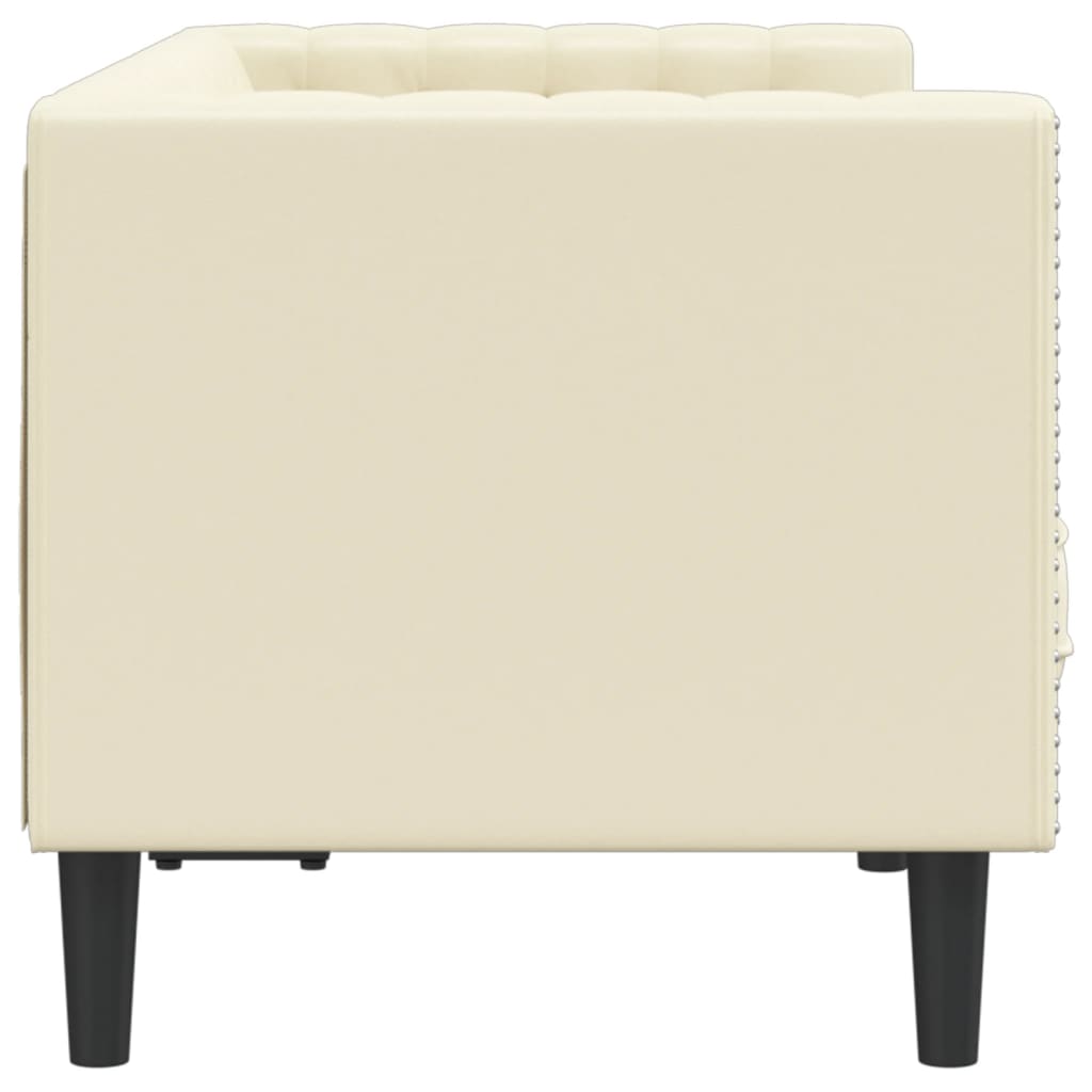 2-personers Chesterfield-sofa kunstlæder cremefarvet