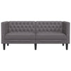 2-personers Chesterfield-sofa kunstlæder grå