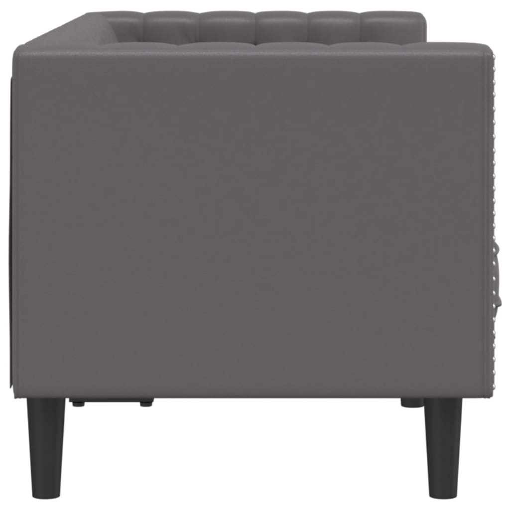 2-personers Chesterfield-sofa kunstlæder grå