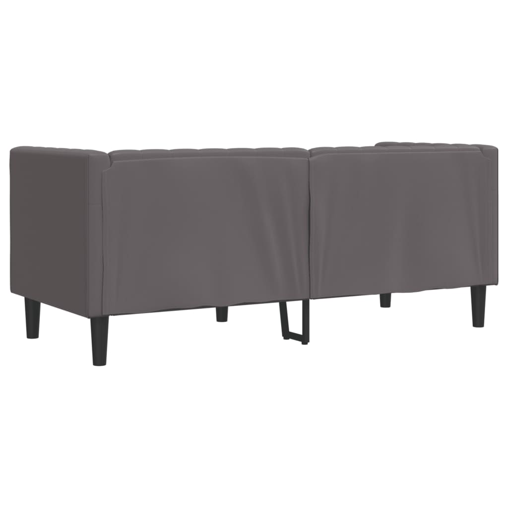 2-personers Chesterfield-sofa kunstlæder grå