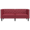 2-personers Chesterfield-sofa kunstlæder vinrød
