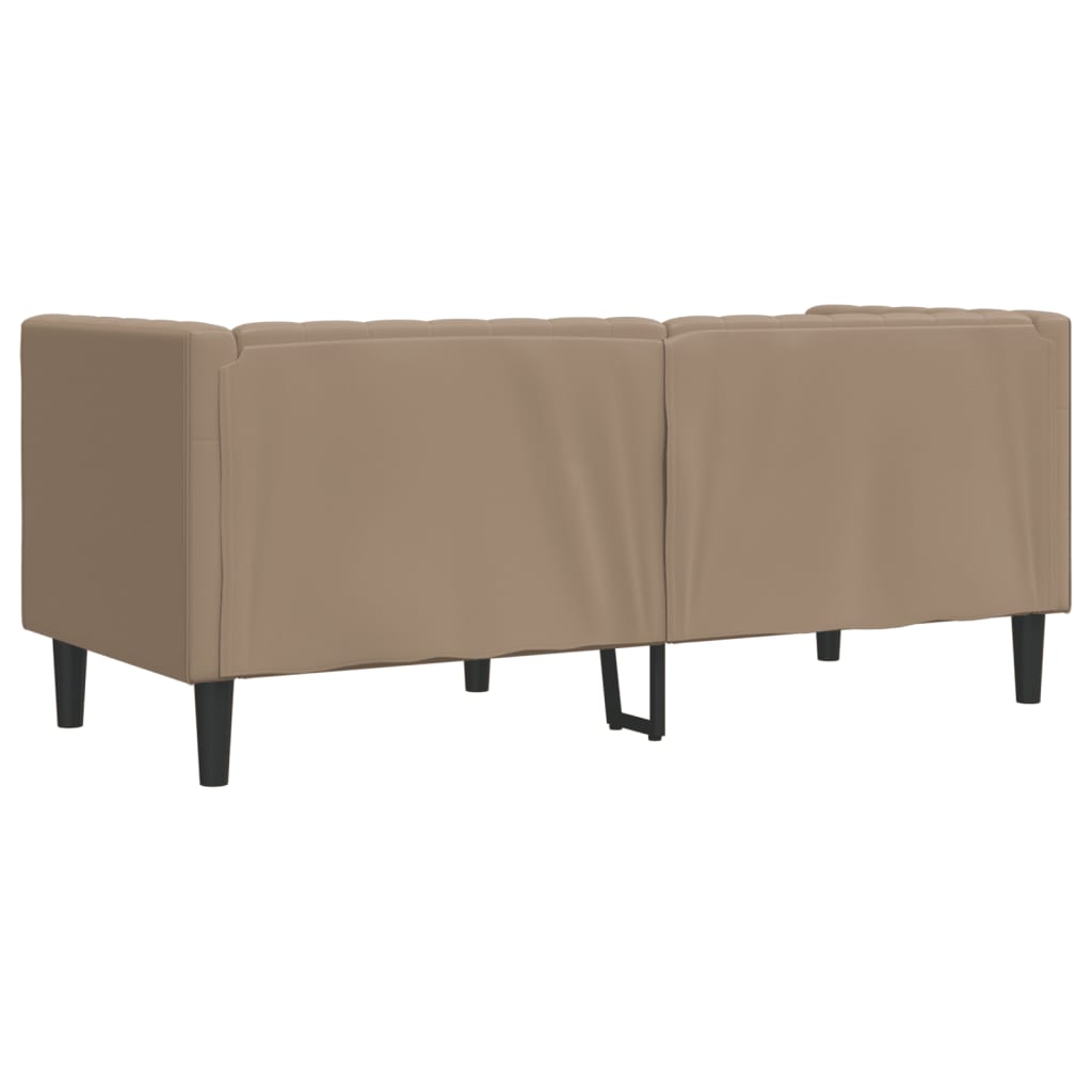2-personers Chesterfield-sofa kunstlæder cappuccinofarvet