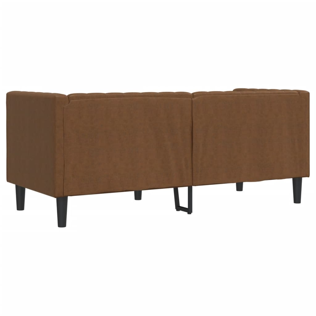 2-personers Chesterfield-sofa imiteret ruskind brun