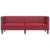 3-personers Chesterfield-sofa kunstlæder vinrød