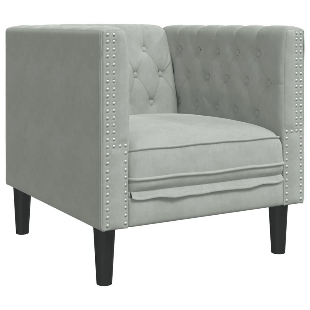 Chesterfield-sofastol fløjl lysegrå