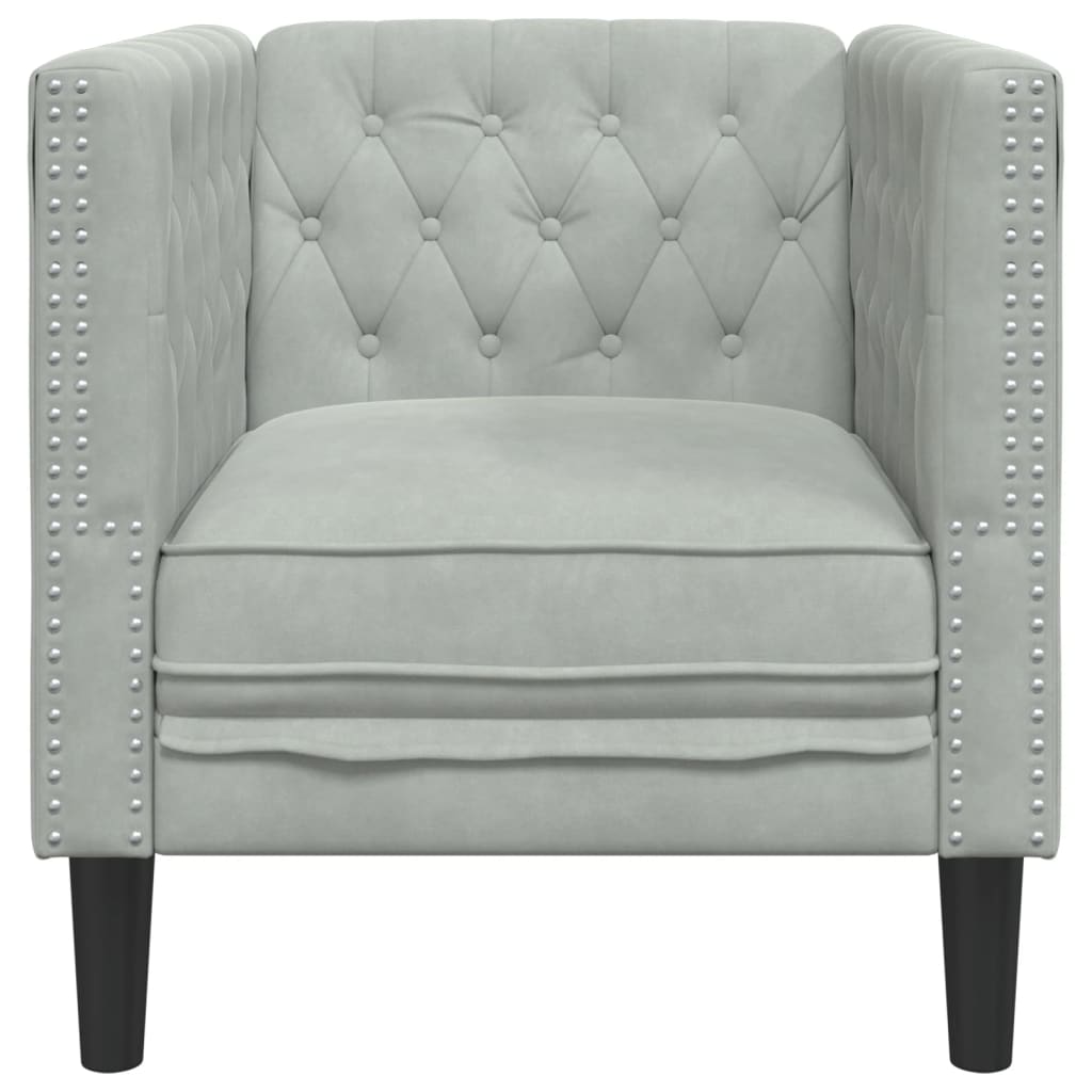 Chesterfield-sofastol fløjl lysegrå