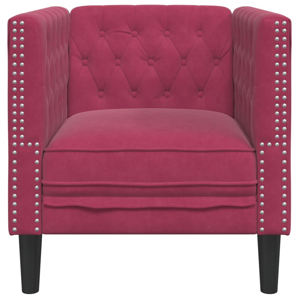 Chesterfield-sofastol fløjl vinrød