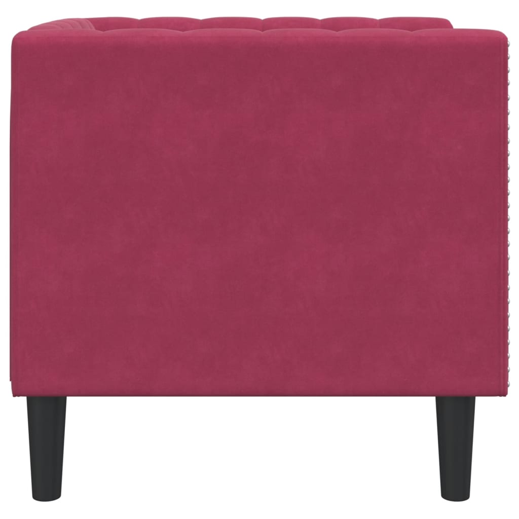 Chesterfield-sofastol fløjl vinrød