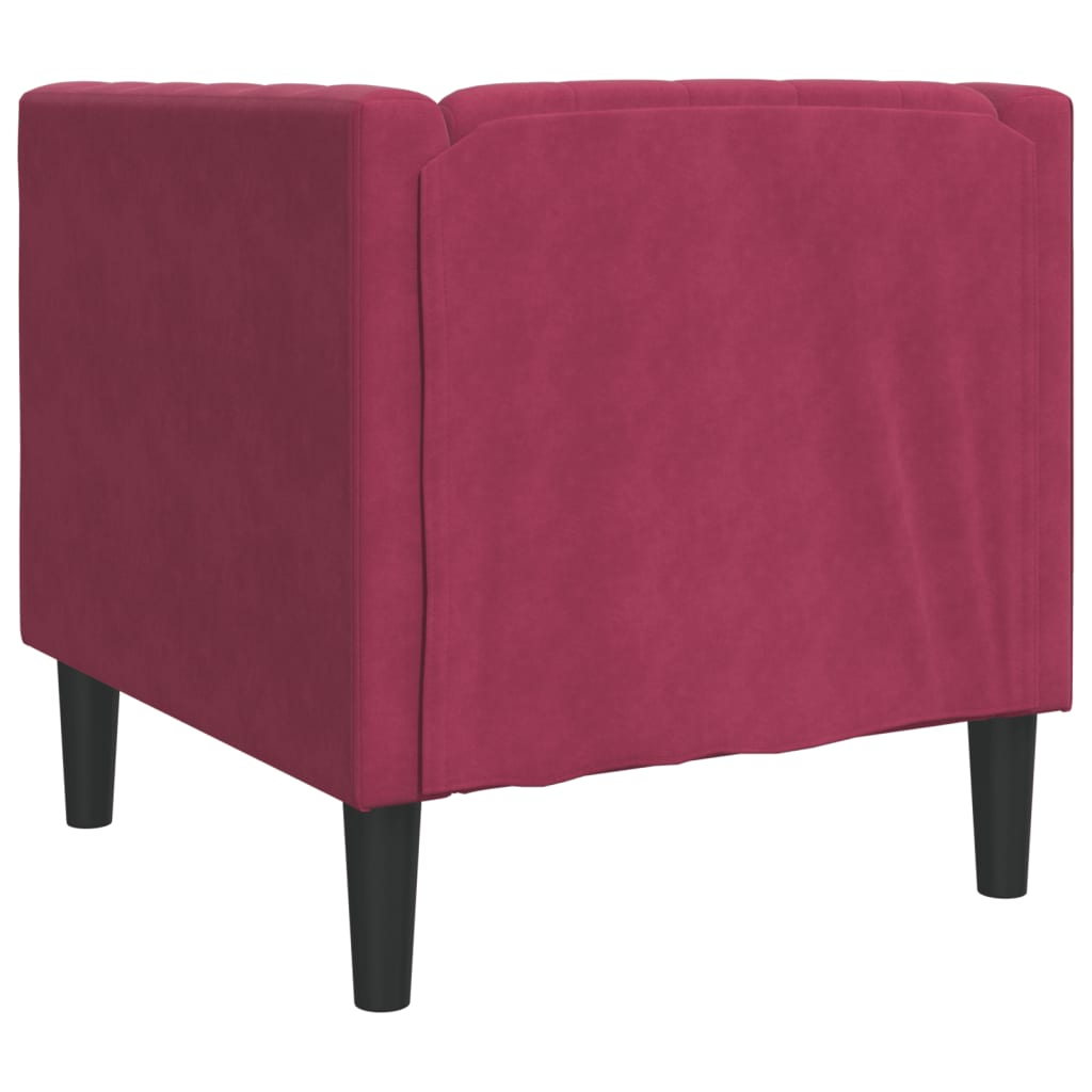 Chesterfield-sofastol fløjl vinrød