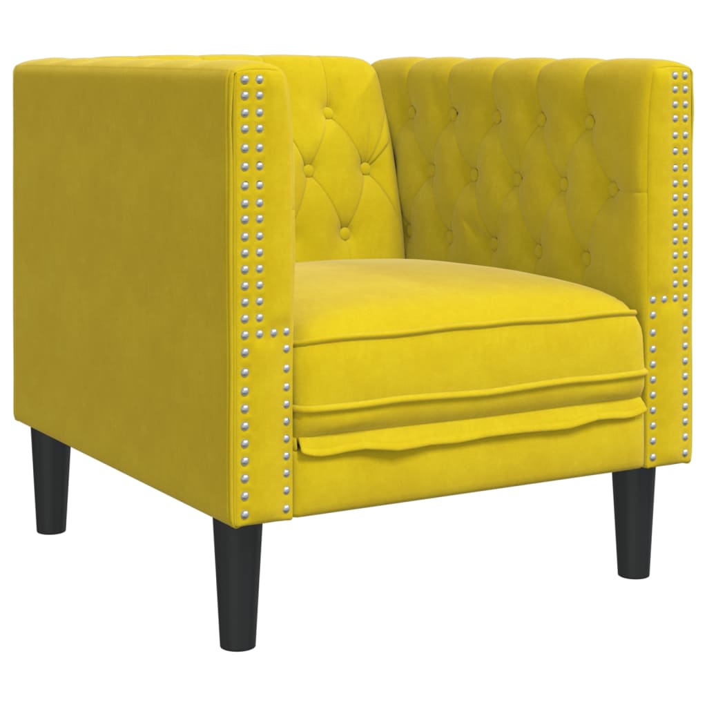 Chesterfield-sofastol fløjl gul