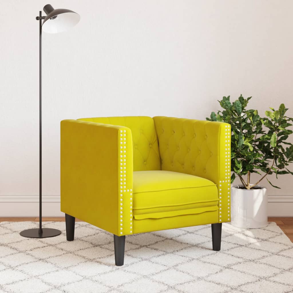 Chesterfield-sofastol fløjl gul