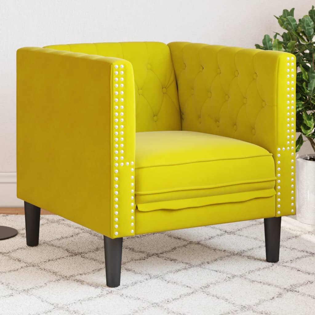 Chesterfield-sofastol fløjl gul