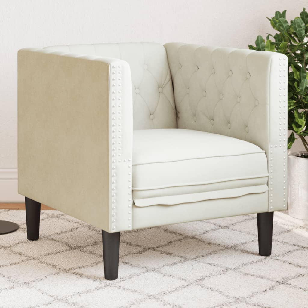 Chesterfield-sofastol fløjl cremefarvet